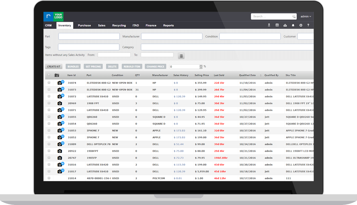 Laptop Qualified Items RazorERP