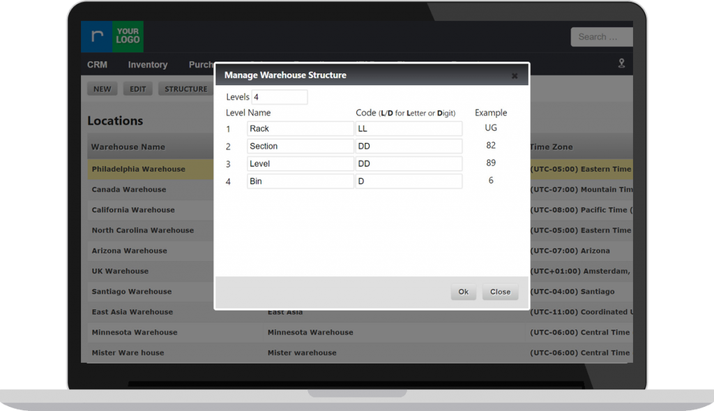 Warehouse Structure RazorERP